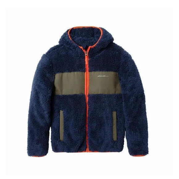 #12 Eddie Bauer Boys High Pile Jacket, Blue Orange Gray XSmall NWOT - Picture 3 of 9